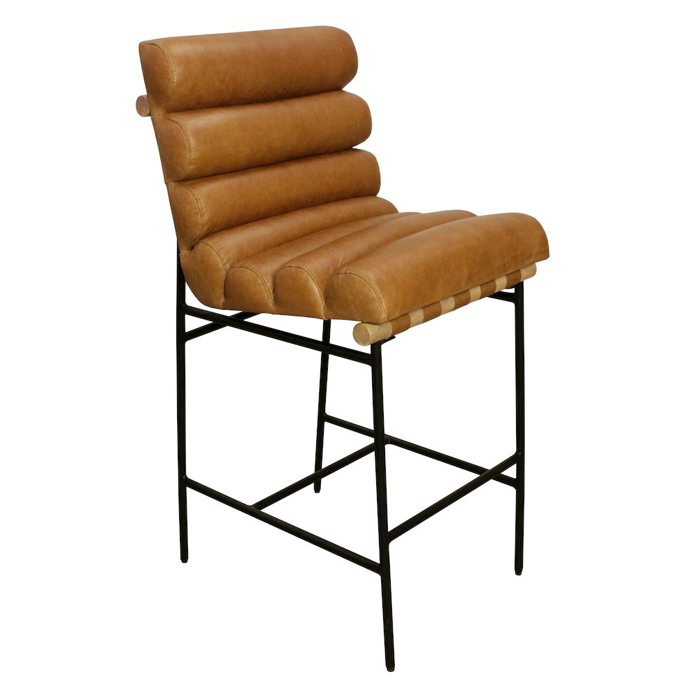 Layla Bar Stool in Tan Leather. Picture 2
