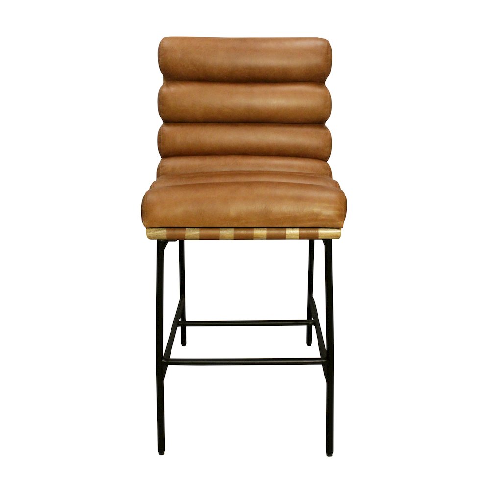 Layla Bar Stool in Tan Leather. Picture 1