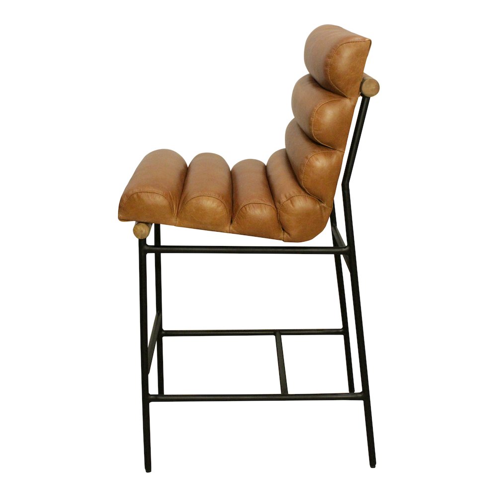 Layla Bar Stool in Tan Leather. Picture 3