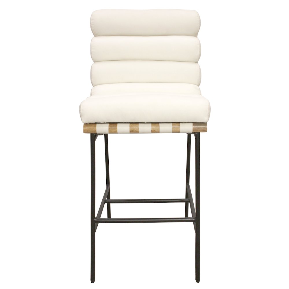 Layla Bar Stool in Ivory Leather. Picture 2