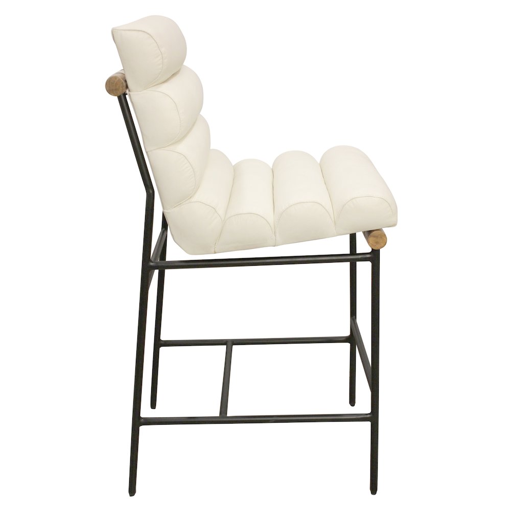 Layla Bar Stool in Ivory Leather. Picture 3