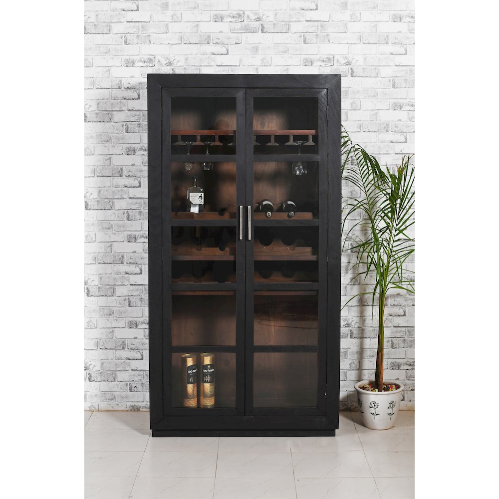 Fernious Tall Wine Cabinet in Dark Gray. Picture 1
