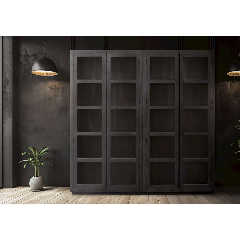 Argyle Bookcase in Graphite Black Reclaimed Wood. Picture 2