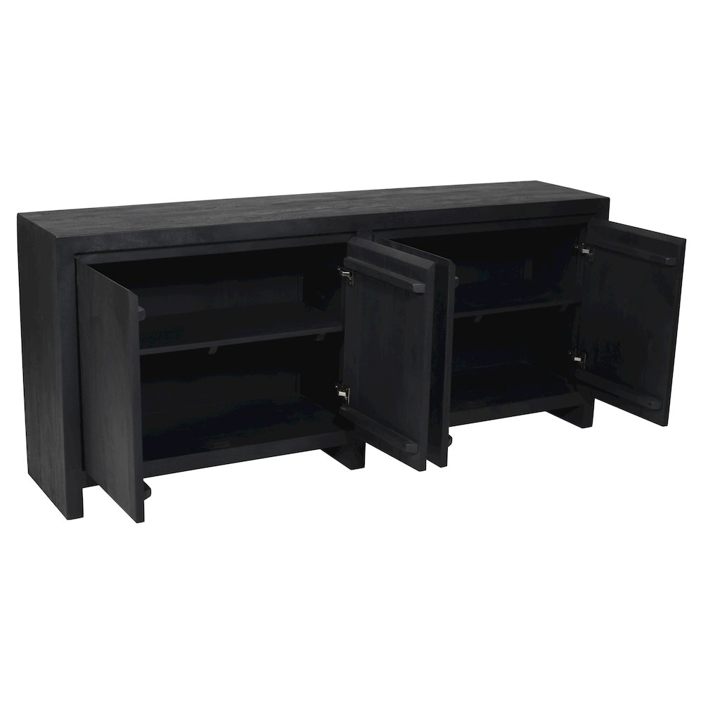 Argyle 4-Door Sideboard in Graphite Black Reclaimed Wood. Picture 4