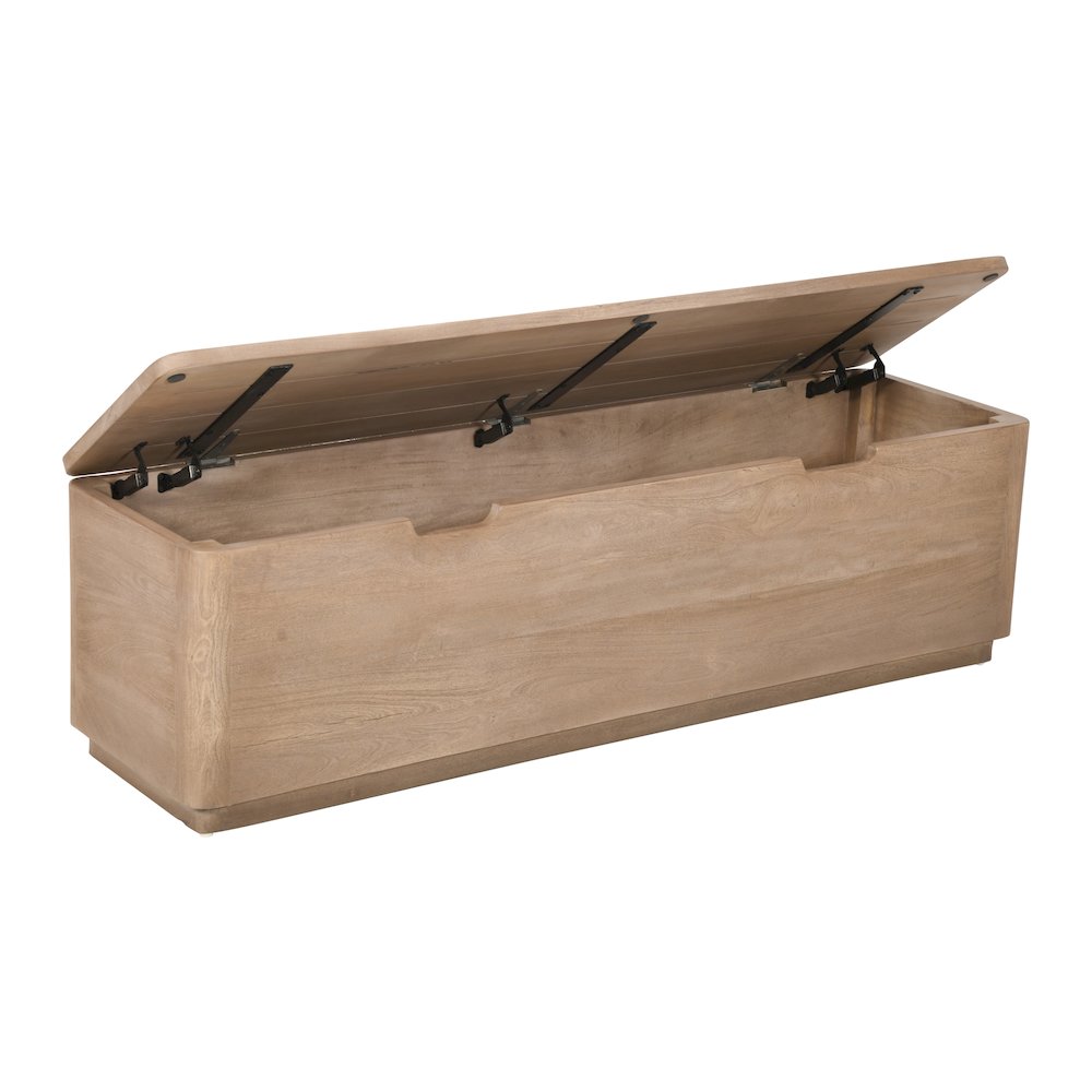 Argyle Storage Bench in Light Ash Ivory Reclaimed Wood. Picture 4