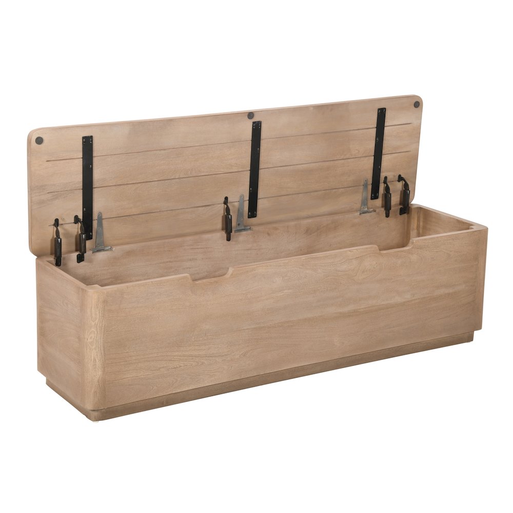Argyle Storage Bench in Light Ash Ivory Reclaimed Wood. Picture 5