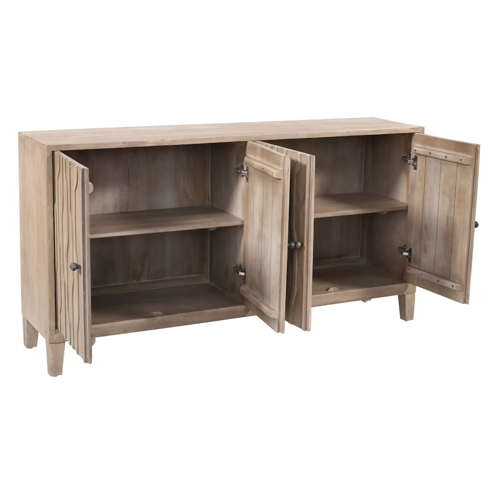 Orchard 4-Door Sideboard in Light Ash Ivory Reclaimed Wood. Picture 4