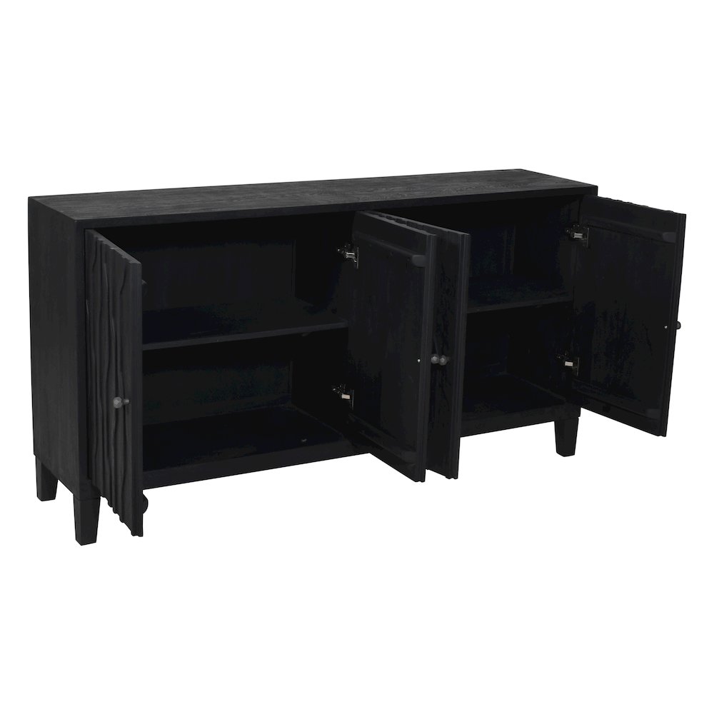 Orchard 4-Door Sideboard in Graphite Black Reclaimed Wood. Picture 4