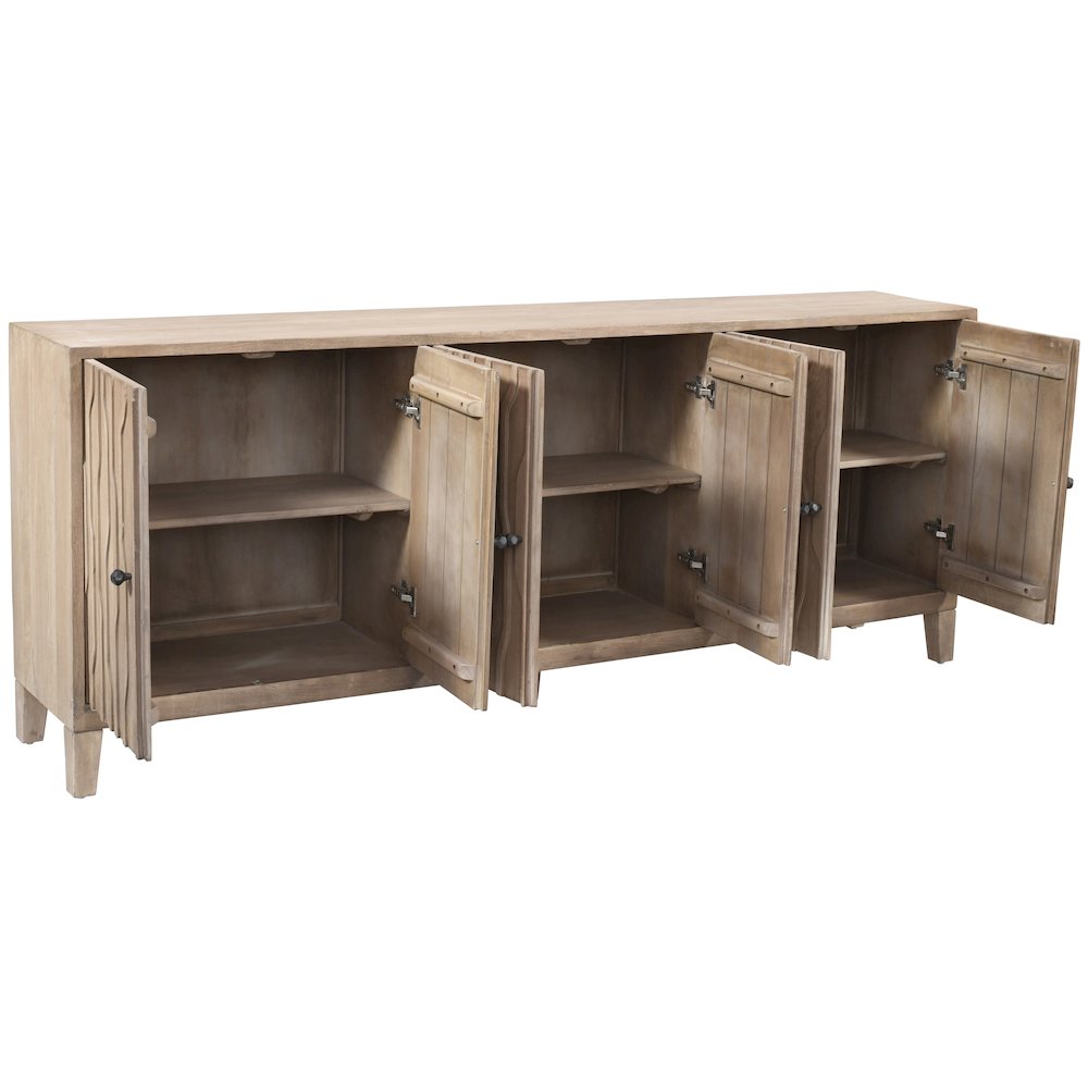 Orchard 6-Door Sideboard in Light Ash Ivory Reclaimed Wood. Picture 4