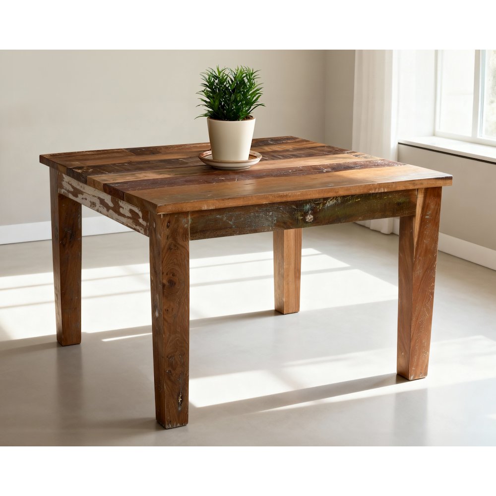 Trinidad 40'' Square Dining Table in Natural Finish on Reclaimed Wood. Picture 4