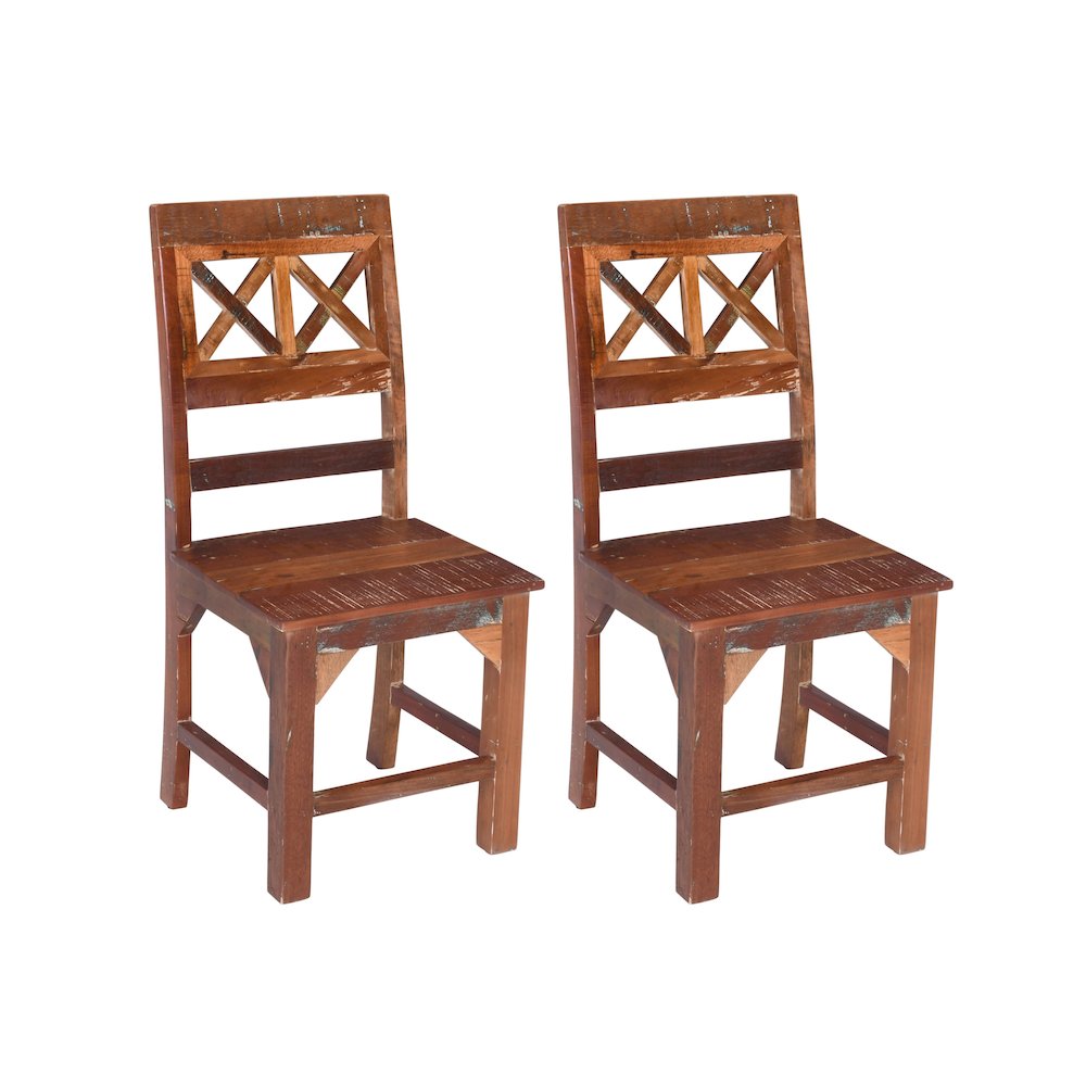 2-Piece Set: Trinidad Dining Chairs in Natural Finish on Reclaimed Wood. Picture 1