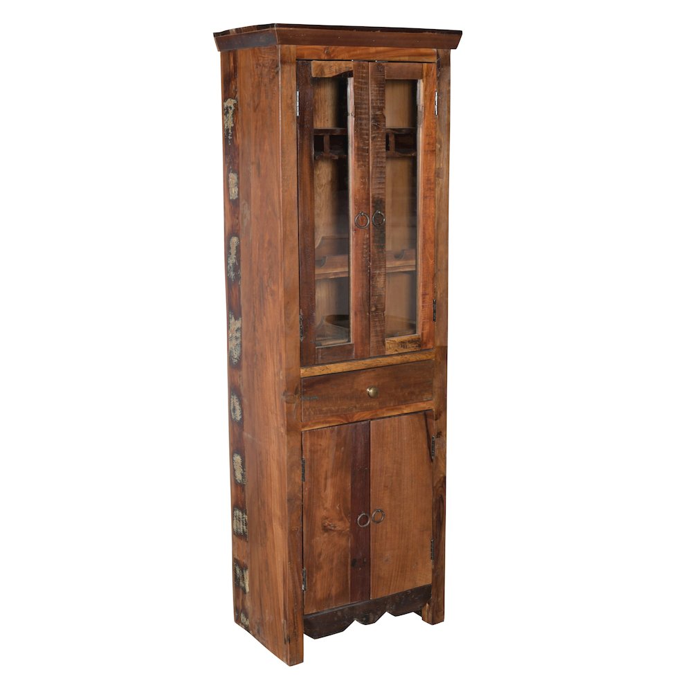 Trinidad Wine Cabinet in Natural Finish on Reclaimed Wood. Picture 1