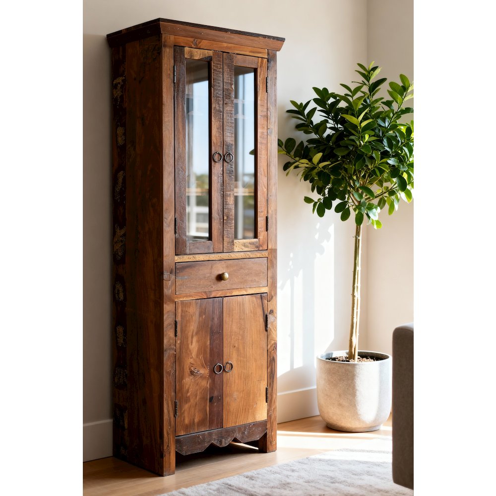 Trinidad Wine Cabinet in Natural Finish on Reclaimed Wood. Picture 4