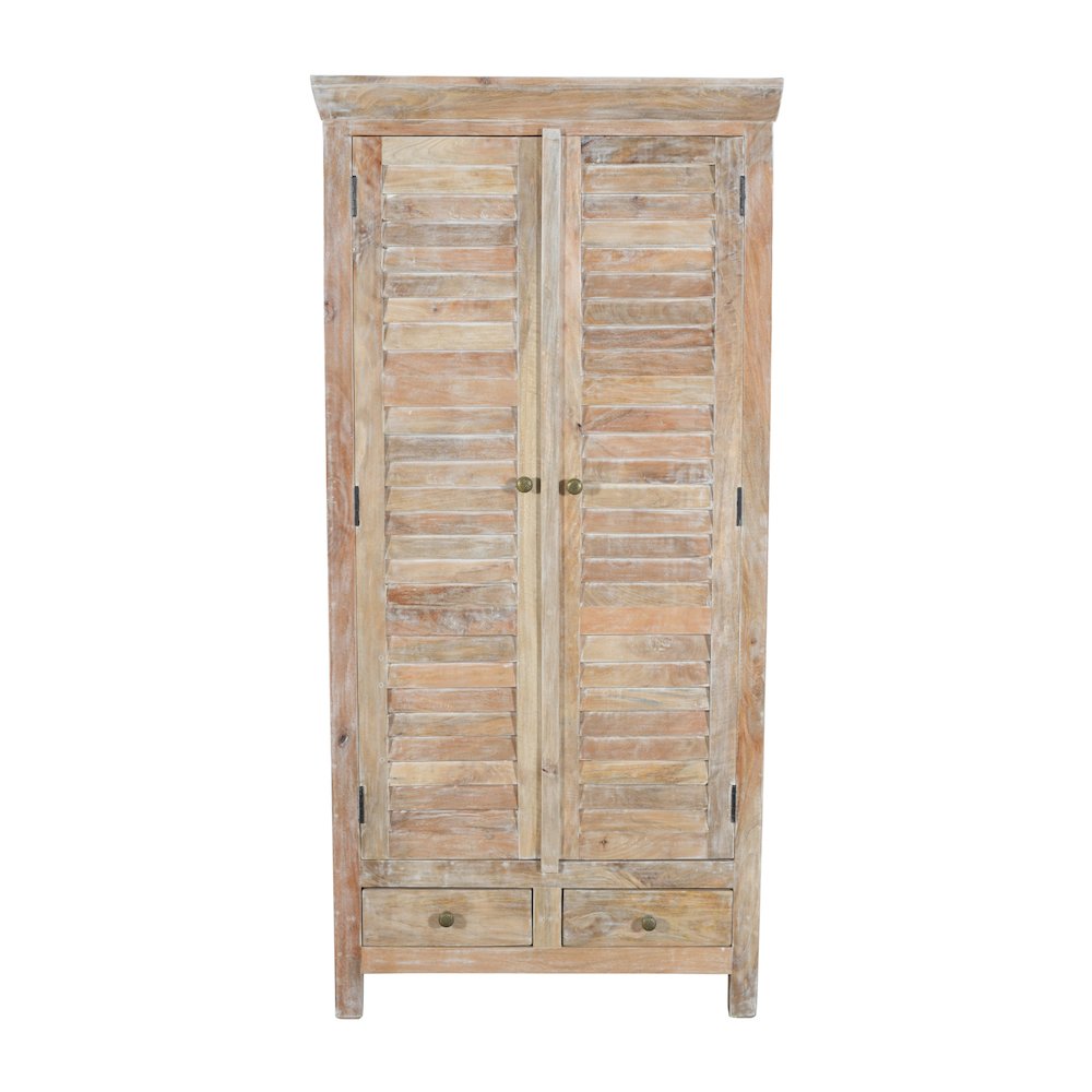 Jenna Louvered Doors Armoire In Natural Finish. Picture 1