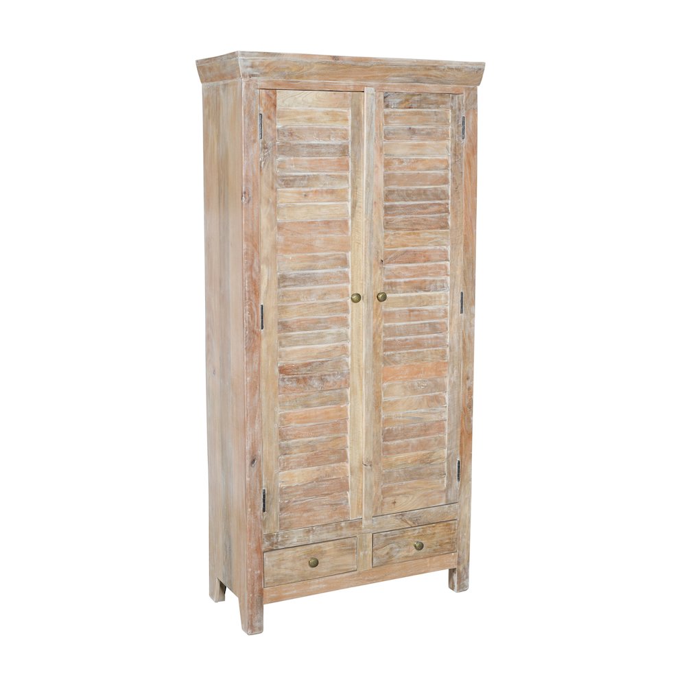 Jenna Louvered Doors Armoire In Natural Finish. Picture 2