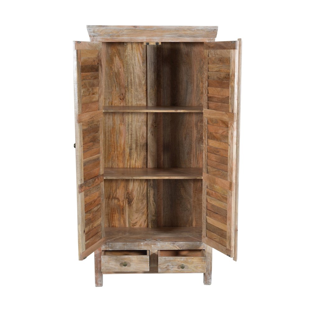Jenna Louvered Doors Armoire In Natural Finish. Picture 3