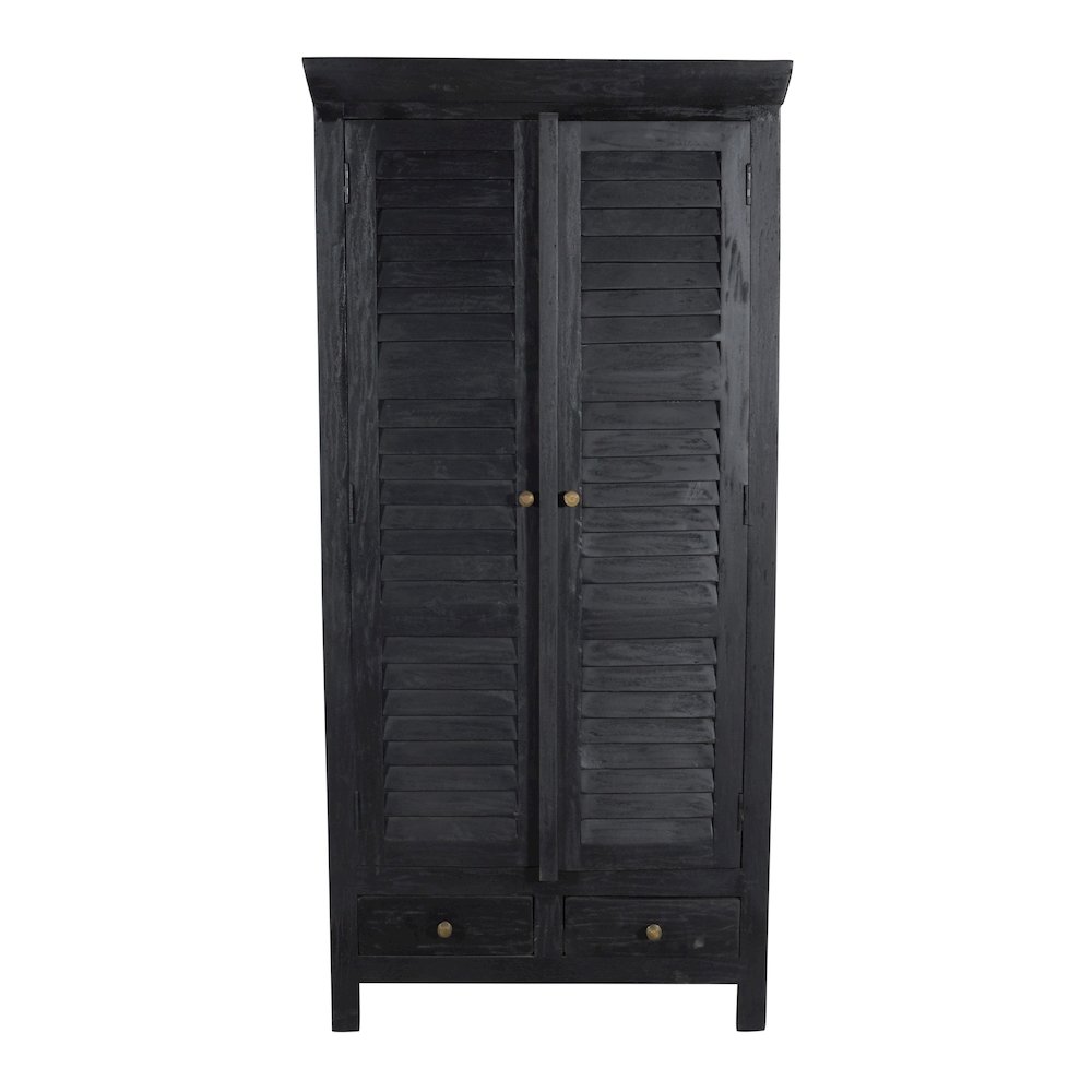 Jenna Louvered Doors Armoire In Charcoal Finish. Picture 1