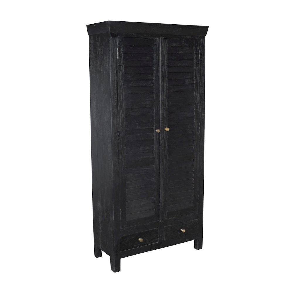 Jenna Louvered Doors Armoire In Charcoal Finish. Picture 2