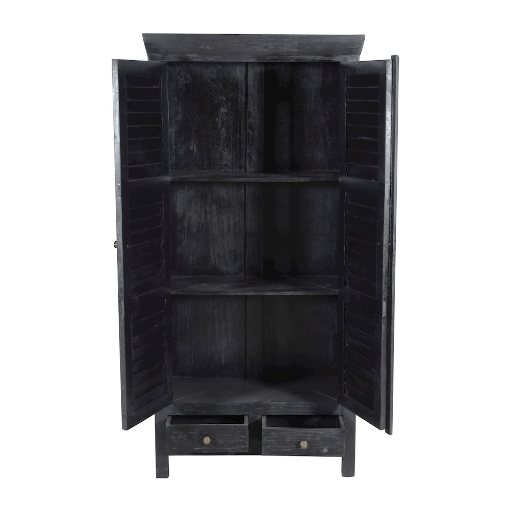 Jenna Louvered Doors Armoire In Charcoal Finish. Picture 3