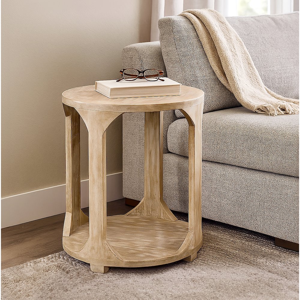 Jenna Round End Table with Shelf. Picture 4