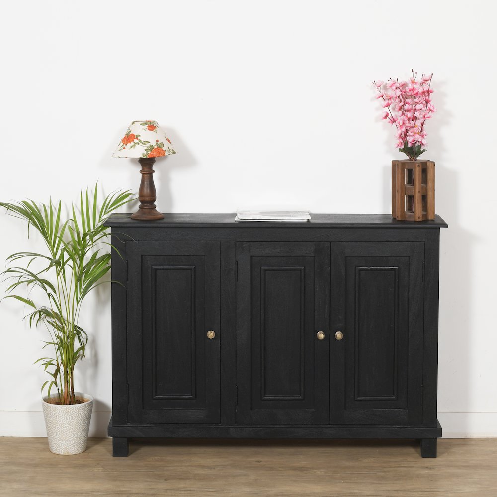 Jenna 3-Door Sideboard  in Charcoal Grey. Picture 2