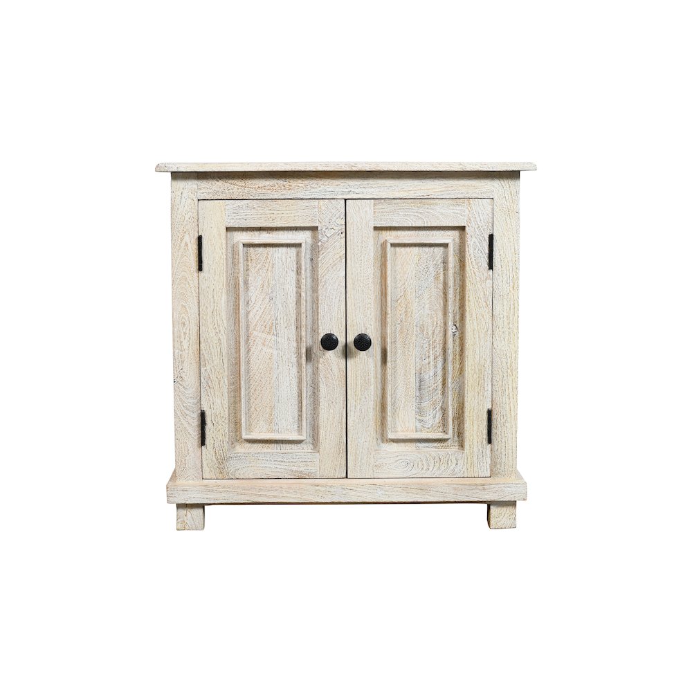 Jenna 2-Door Solid Wood Nightstand in a Distressed White Finish. Picture 1