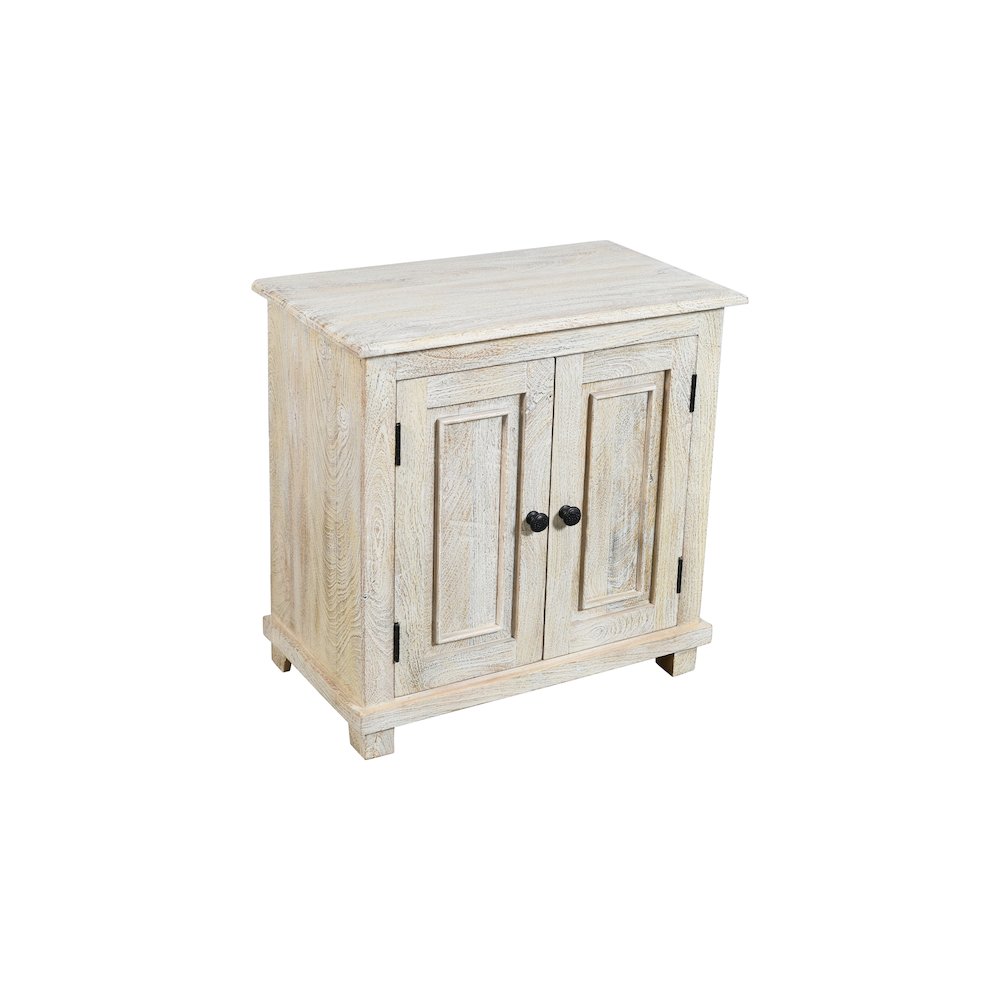 Jenna 2-Door Solid Wood Nightstand in a Distressed White Finish. Picture 2