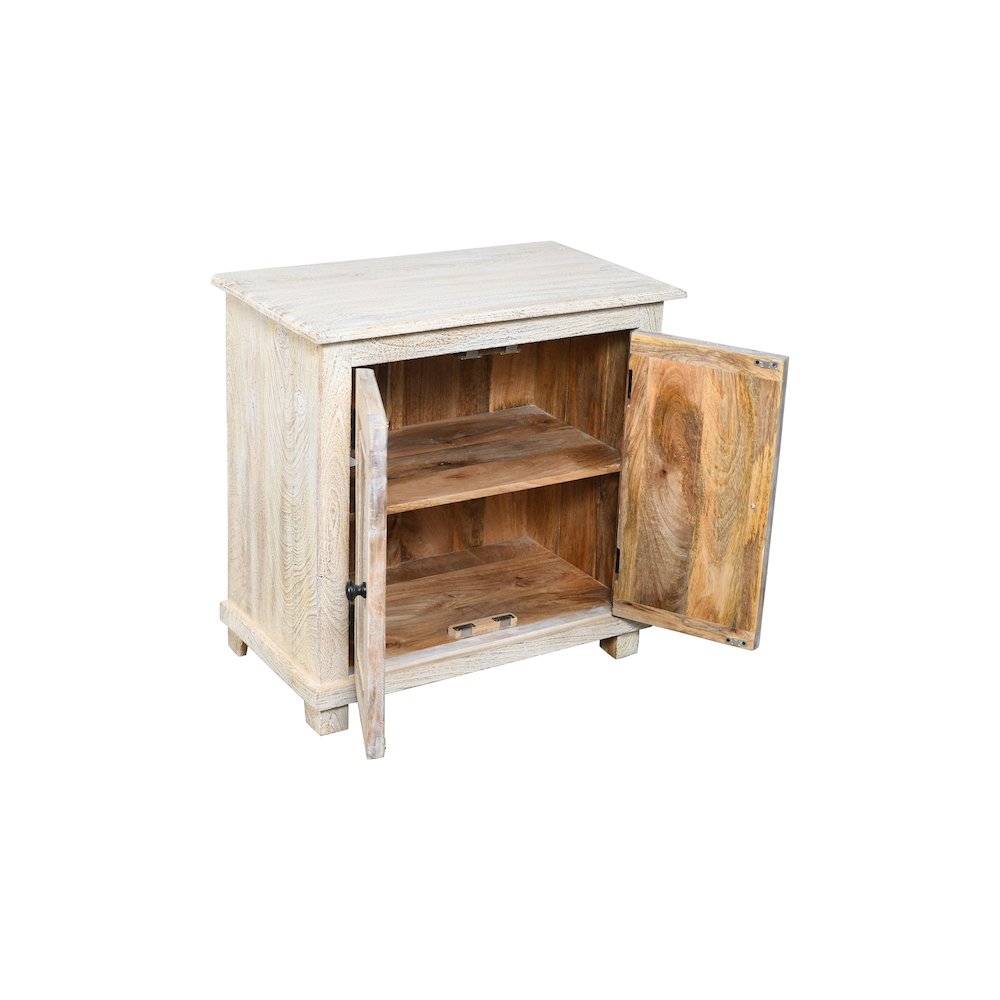 Jenna 2-Door Solid Wood Nightstand in a Distressed White Finish. Picture 3