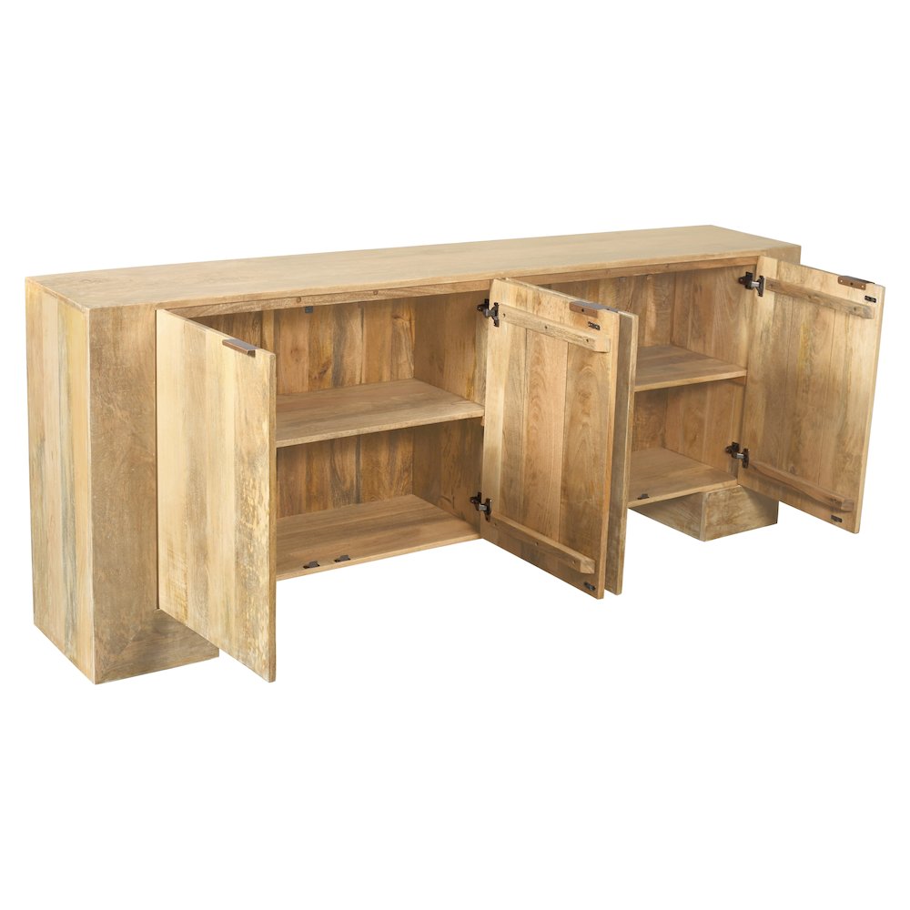 Goliath 4-Door Sideboard in Natural on Solid Mango Wood. Picture 3