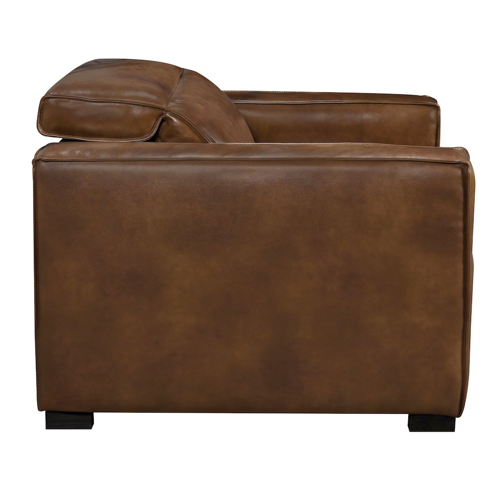 Riseholme Reclining Lounge Chair with Black Legs and Tan Full-Leather. Picture 4