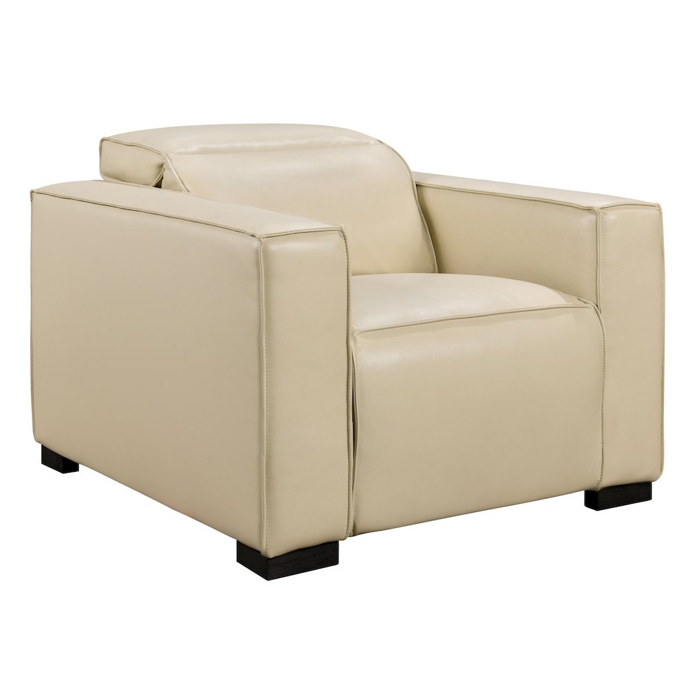 Riseholme Reclining Lounge Chair in Beige Full-Leather. Picture 11