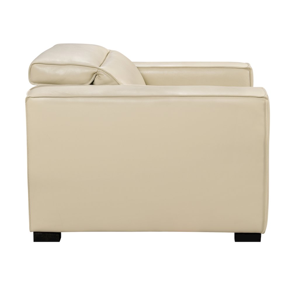 Riseholme Reclining Lounge Chair in Beige Full-Leather. Picture 15