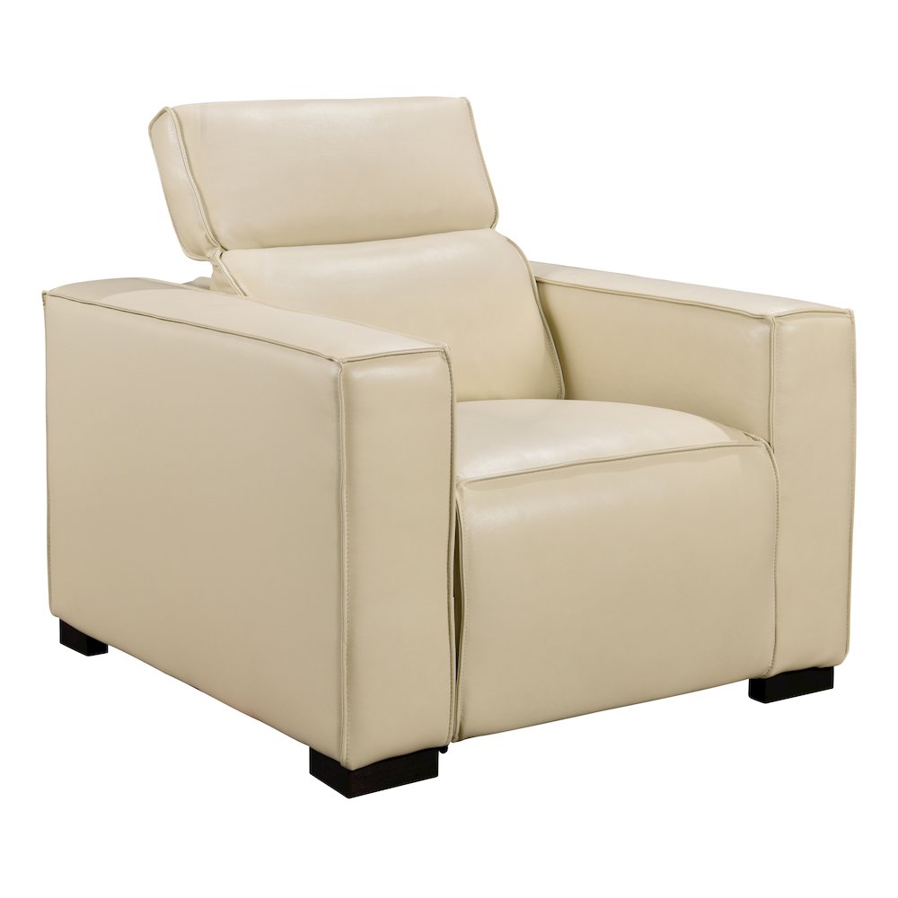 Riseholme Reclining Lounge Chair in Beige Full-Leather. Picture 16