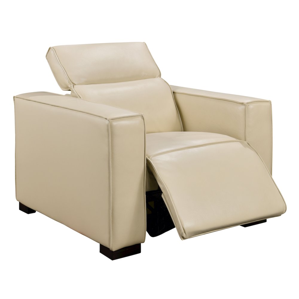 Riseholme Reclining Lounge Chair in Beige Full-Leather. Picture 17