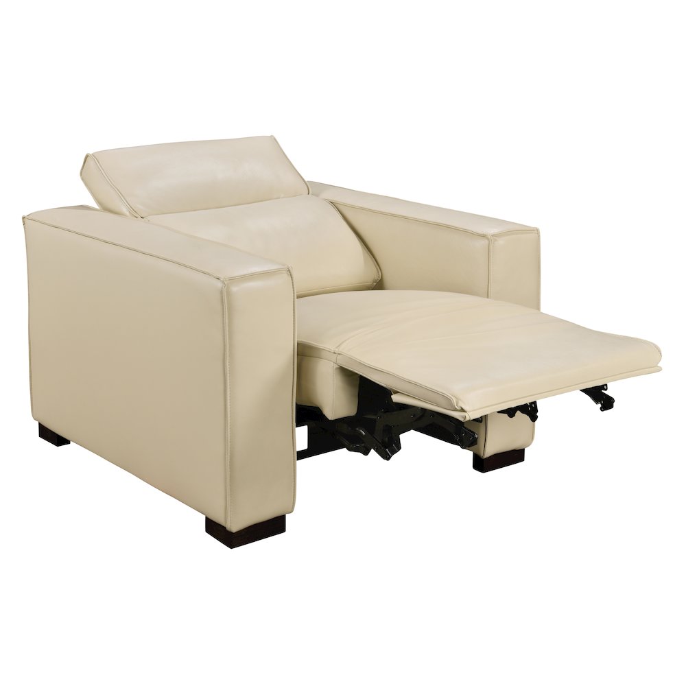 Riseholme Reclining Lounge Chair in Beige Full-Leather. Picture 18