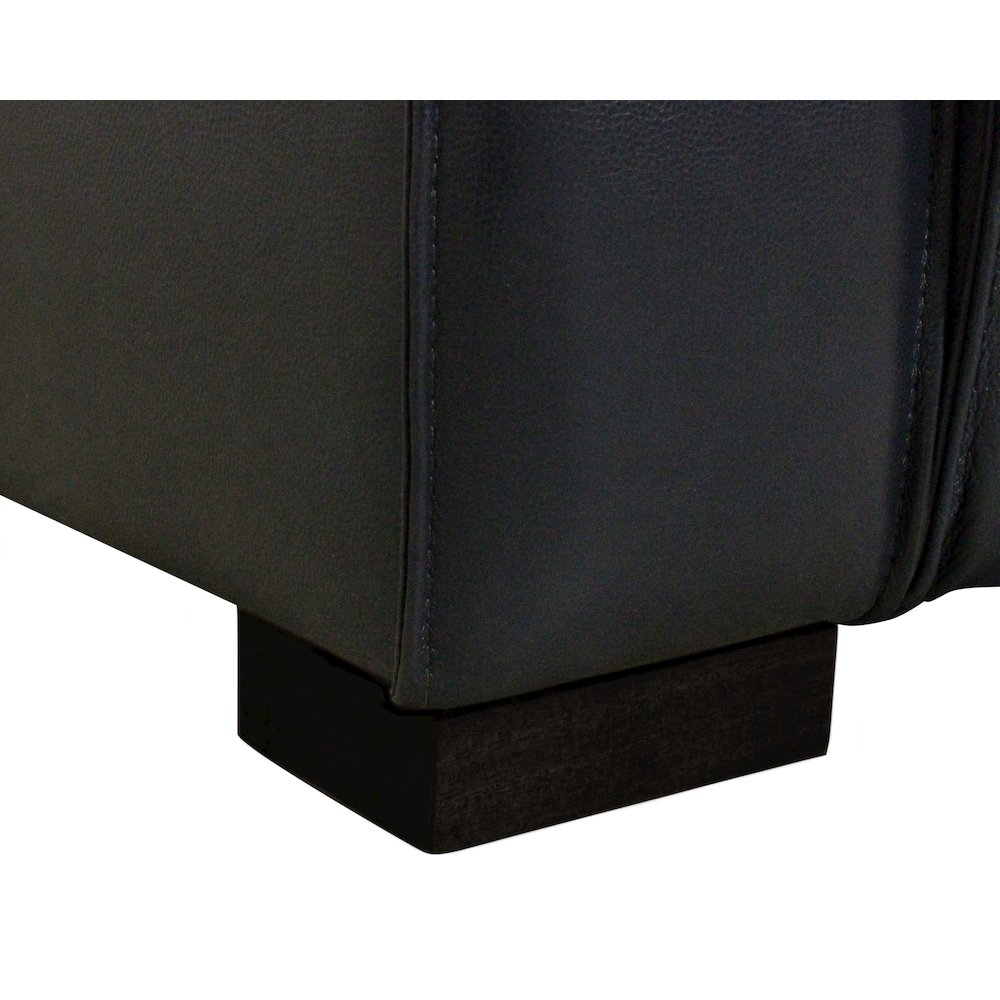 Riseholme Reclining Lounge Chair with Black Legs and Blue Full-Leather. Picture 10