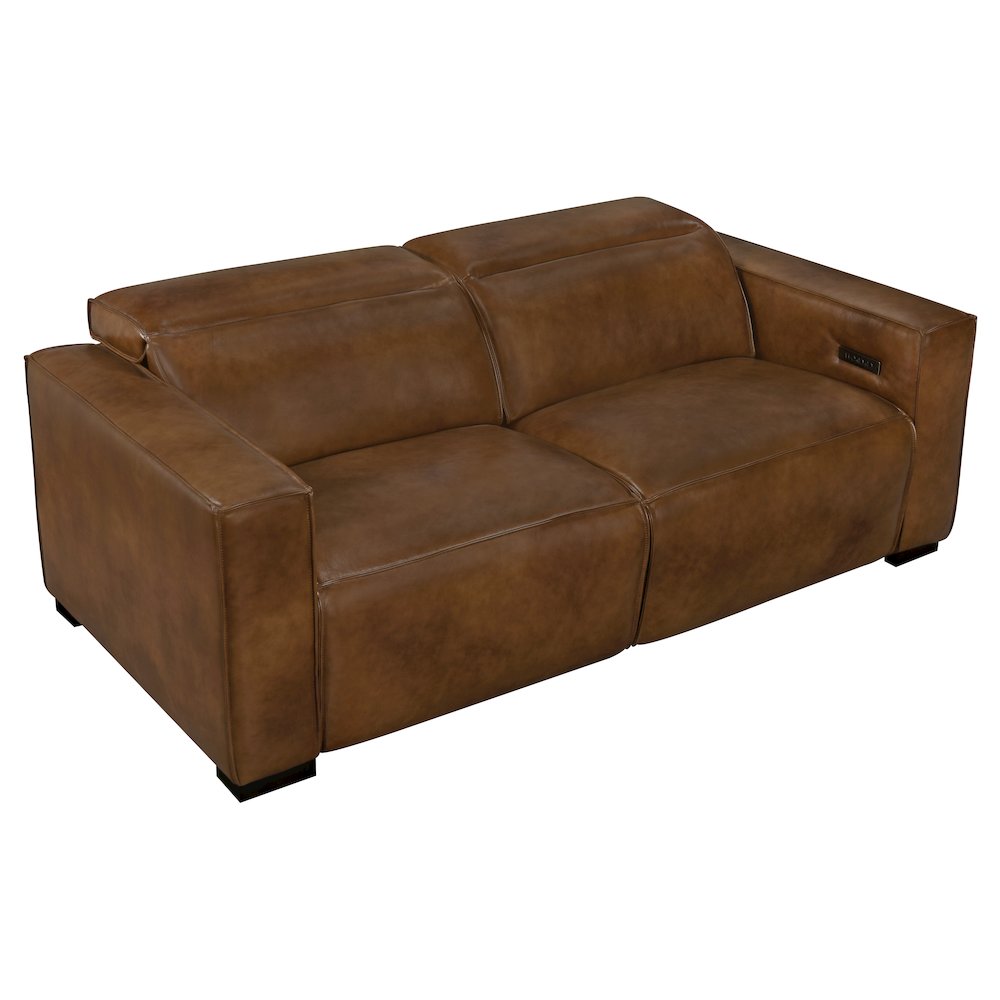 Riseholme Reclining Sofa withBlack Legs and Tan Full-Leather. Picture 8