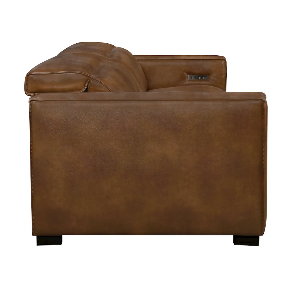 Riseholme Reclining Sofa withBlack Legs and Tan Full-Leather. Picture 9