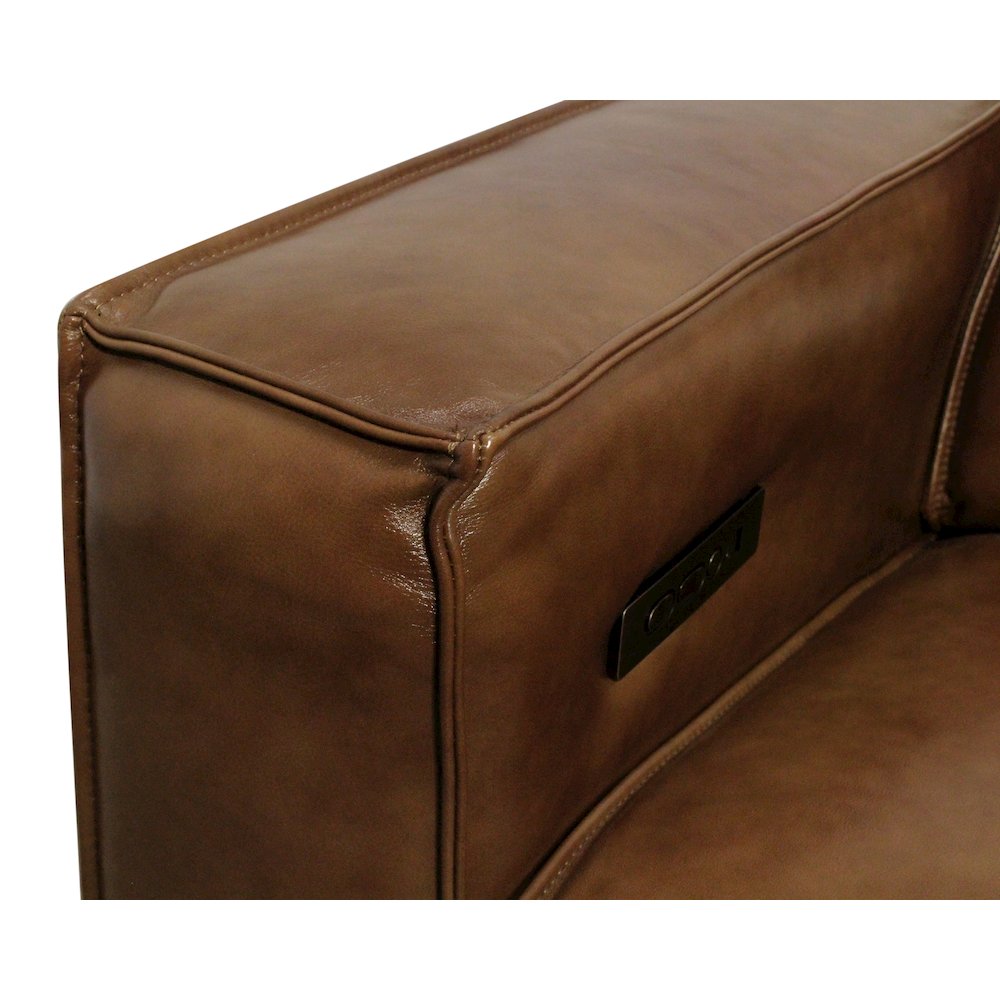 Riseholme Reclining Sofa withBlack Legs and Tan Full-Leather. Picture 10