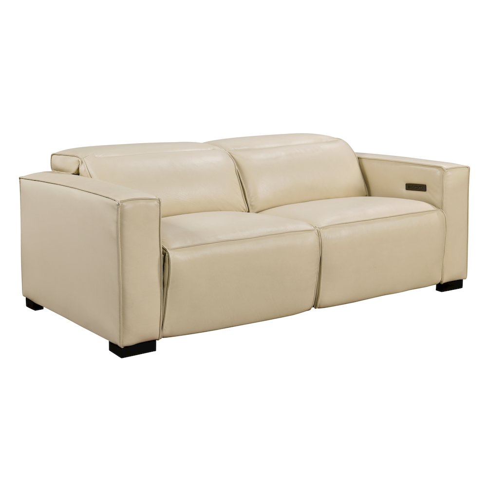 Riseholme Reclining Sofa with Black Legs and Beige Full-Leather. Picture 2