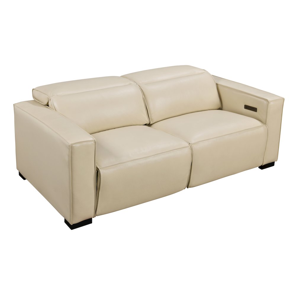 Riseholme Reclining Sofa with Black Legs and Beige Full-Leather. Picture 6