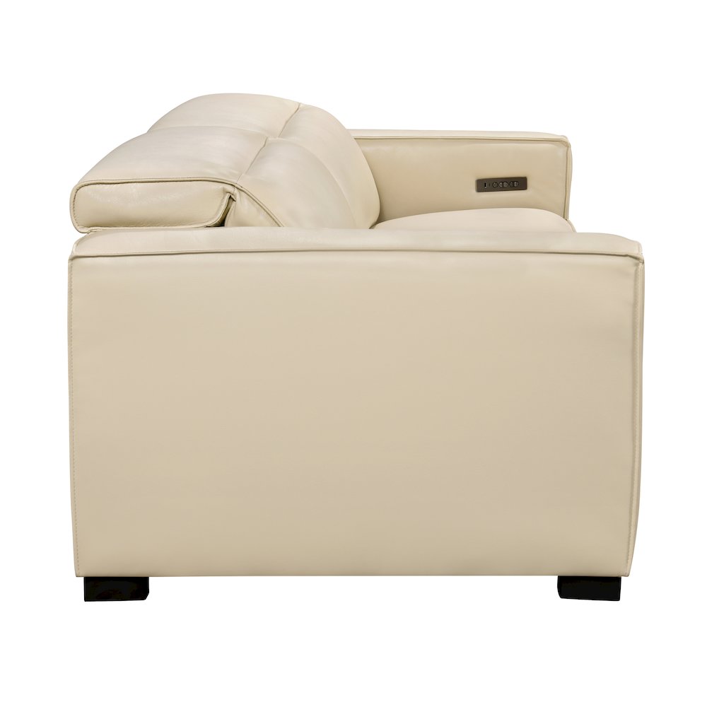Riseholme Reclining Sofa with Black Legs and Beige Full-Leather. Picture 7