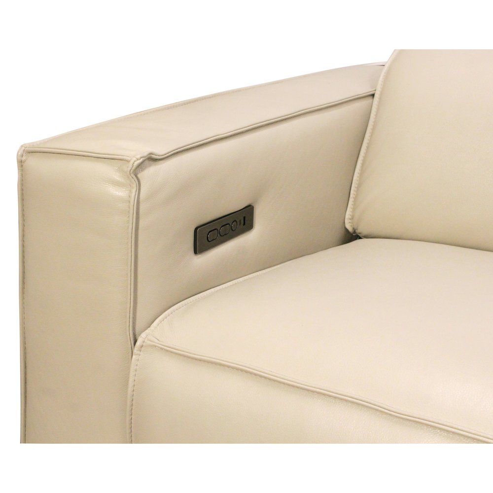 Riseholme Reclining Sofa with Black Legs and Beige Full-Leather. Picture 9