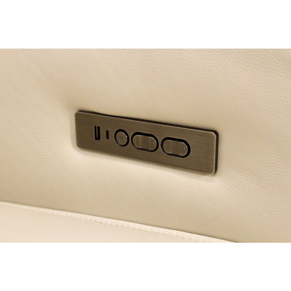 Riseholme Reclining Sofa with Black Legs and Beige Full-Leather. Picture 8