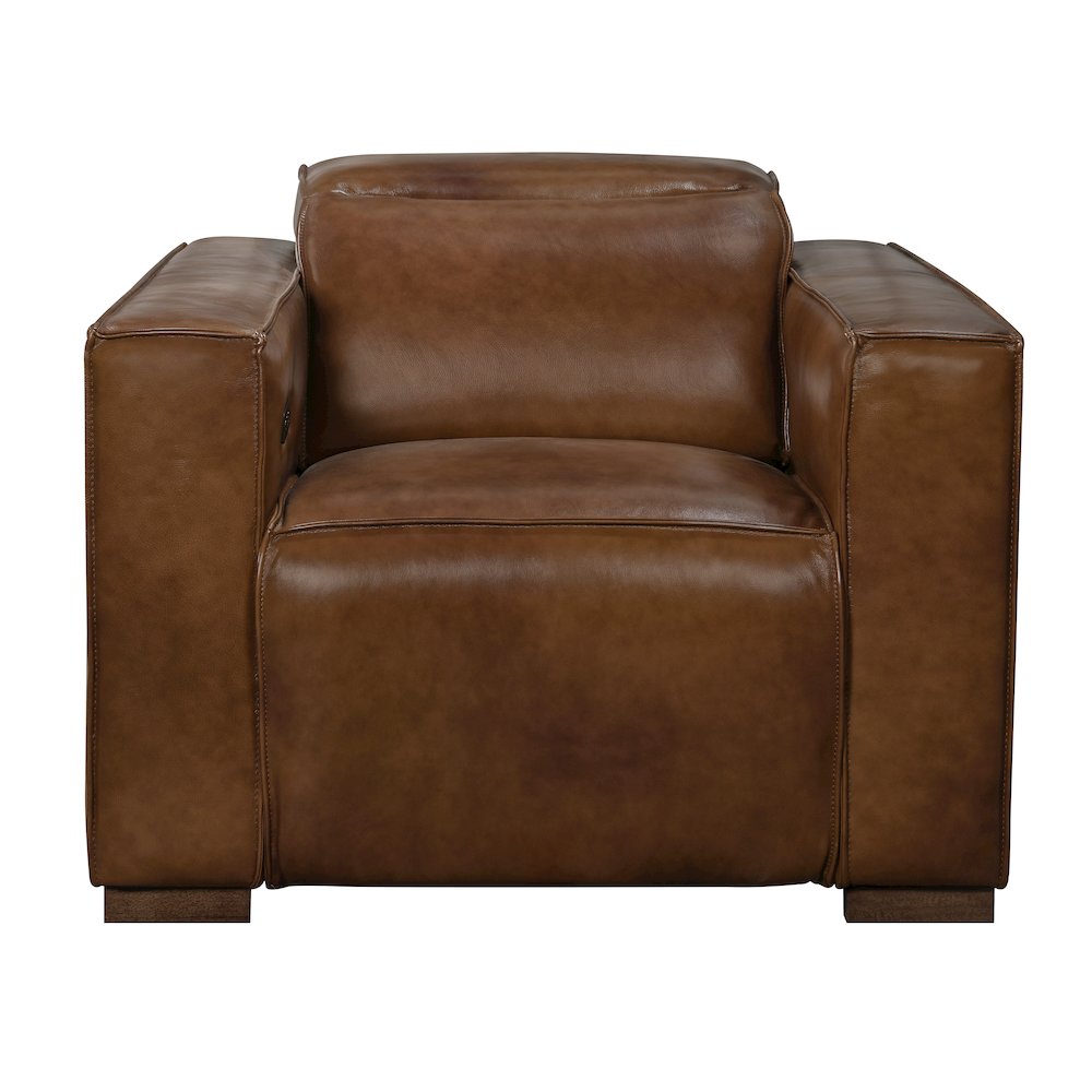 Riseholme Reclining Lounge Chair with Barista Brown Legs and Tan Full-Leather. Picture 1