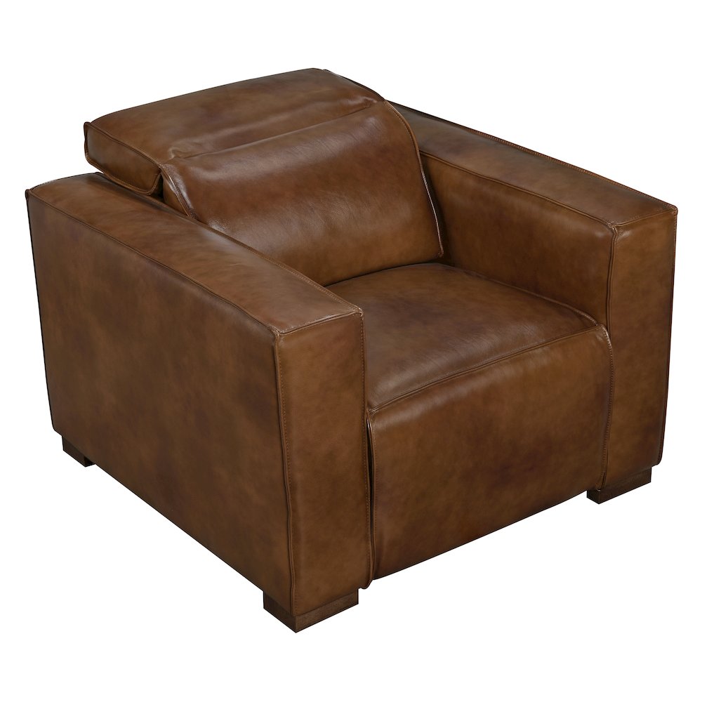 Riseholme Reclining Lounge Chair with Barista Brown Legs and Tan Full-Leather. Picture 2