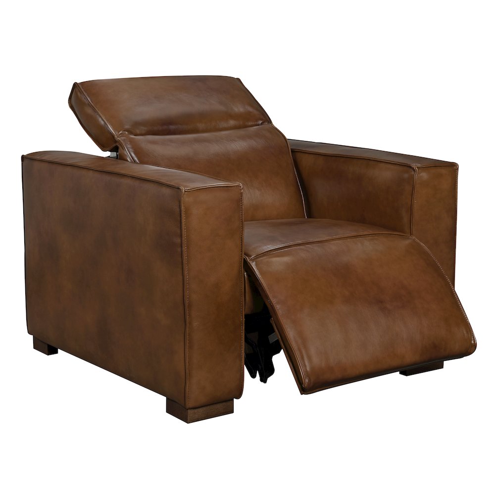 Riseholme Reclining Lounge Chair with Barista Brown Legs and Tan Full-Leather. Picture 5