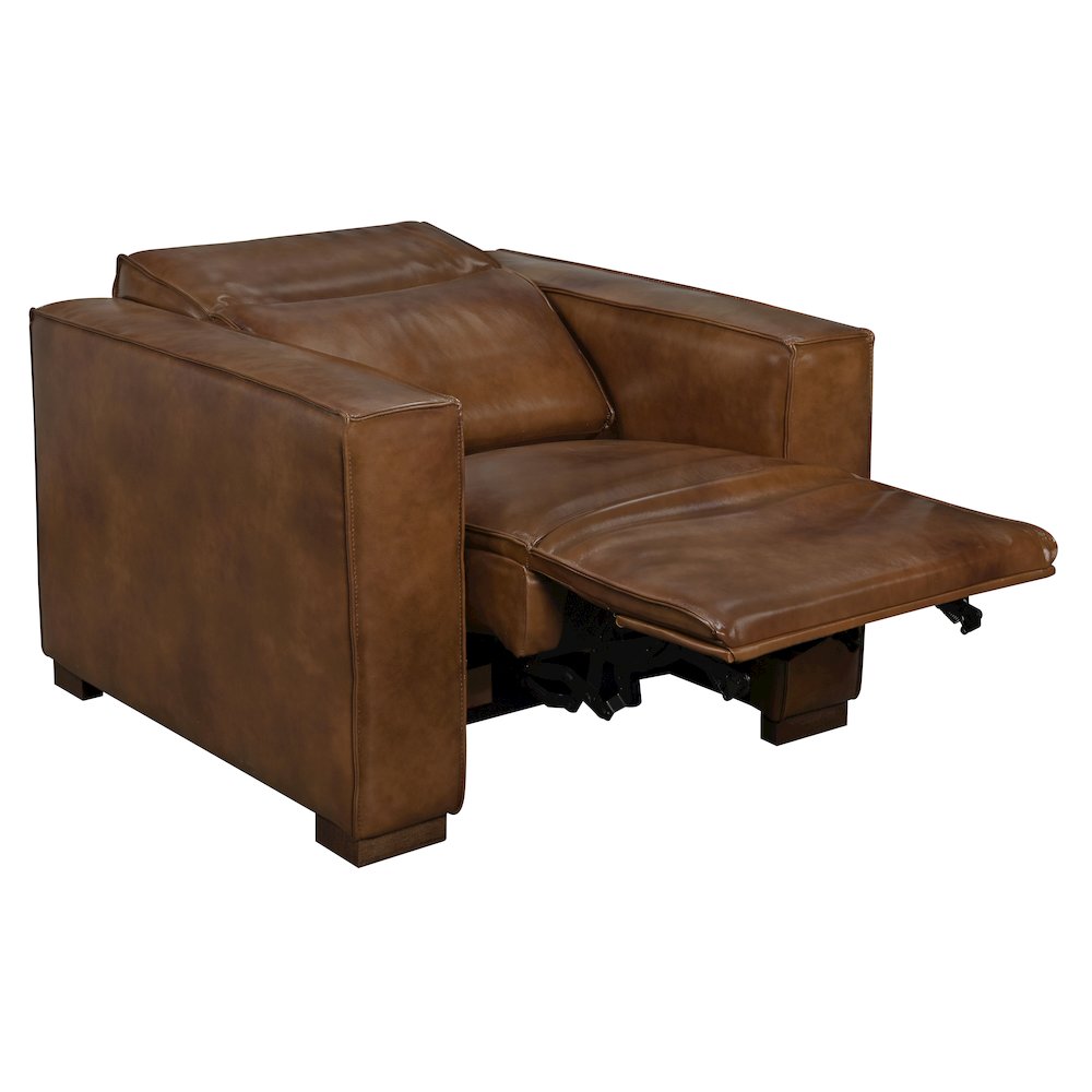 Riseholme Reclining Lounge Chair with Barista Brown Legs and Tan Full-Leather. Picture 6