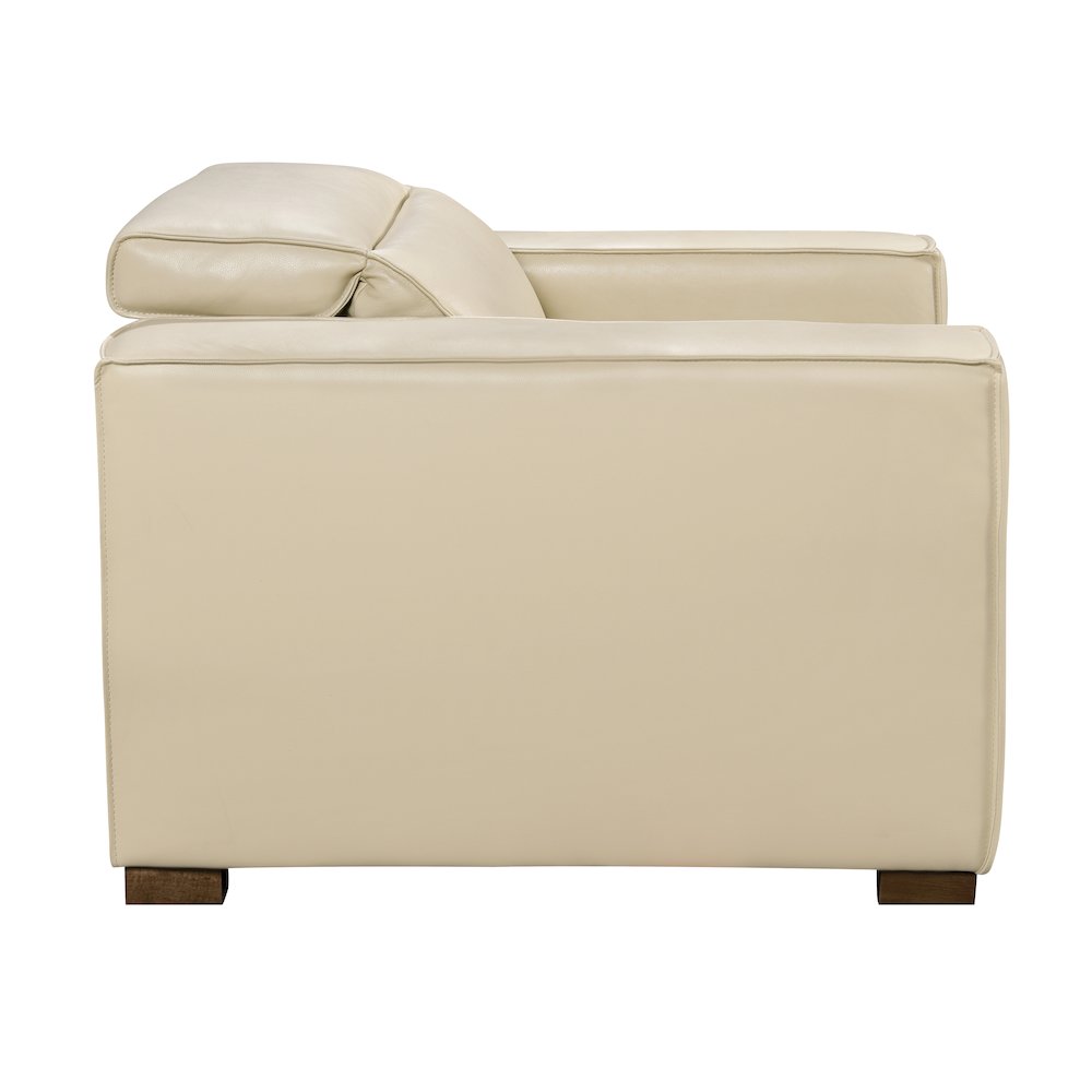 Riseholme Reclining Lounge Chair with Barista Brown Legs and Beige Full-Leather. Picture 5
