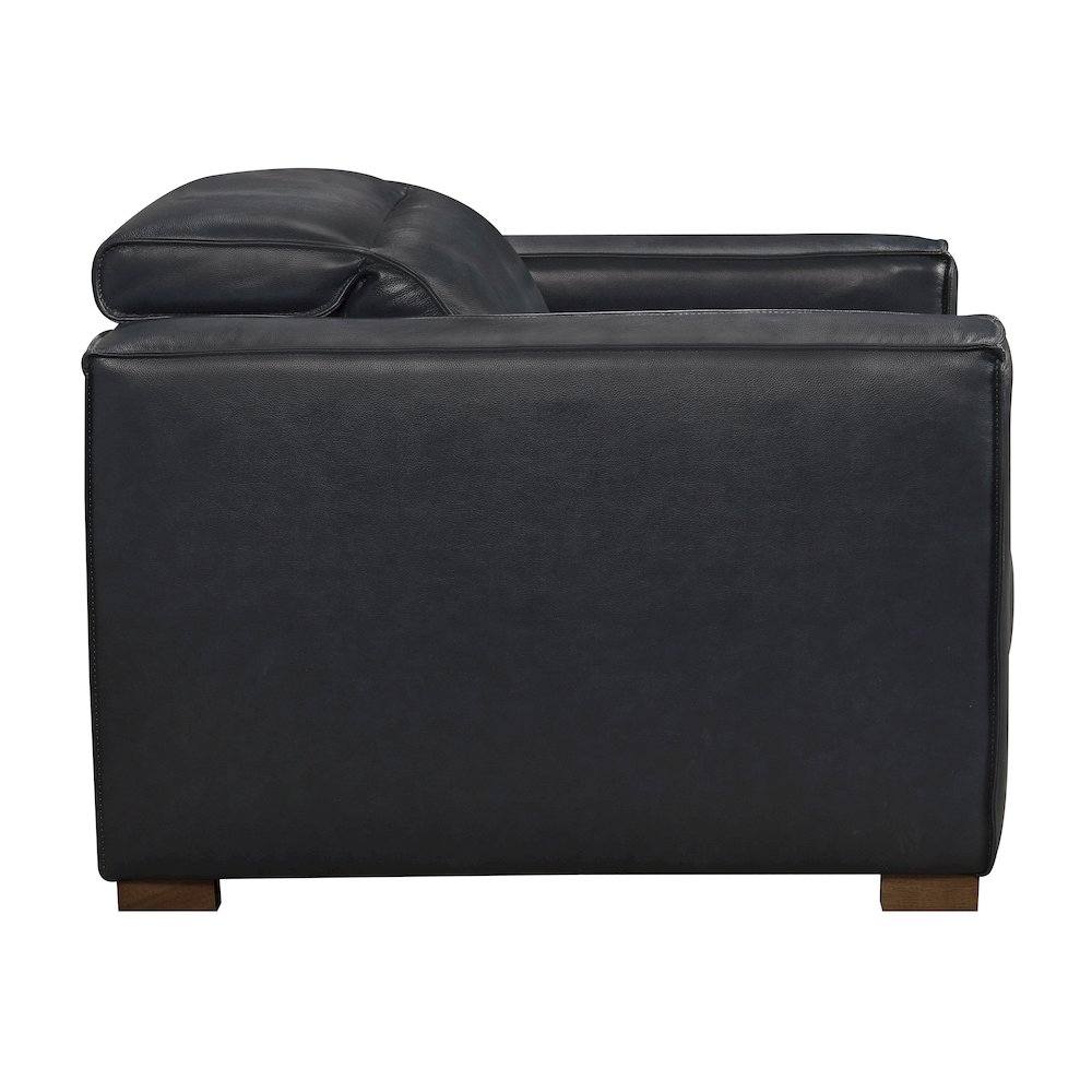 Riseholme Reclining Lounge Chair with Barista Brown Legs and Blue Full-Leather. Picture 5